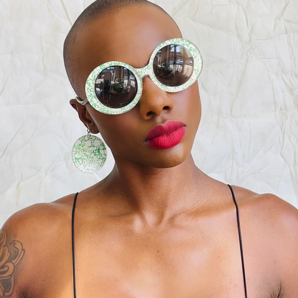 Accessories - 1970's JE-DOL White and Green Sunglasses